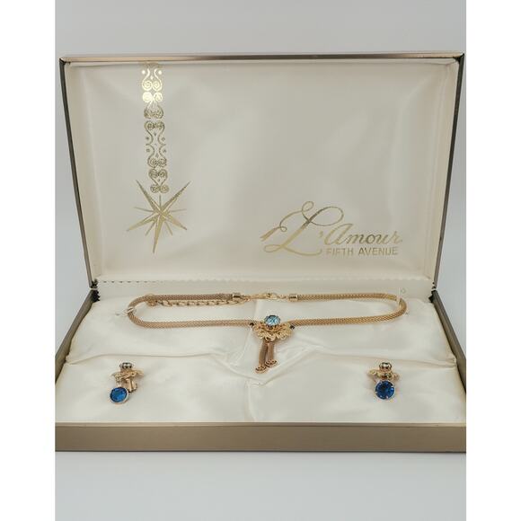 Vintage L’Amour Fifth Avenue Choker Necklace & Earrings Set in Original Lace Box - Picture 3 of 11